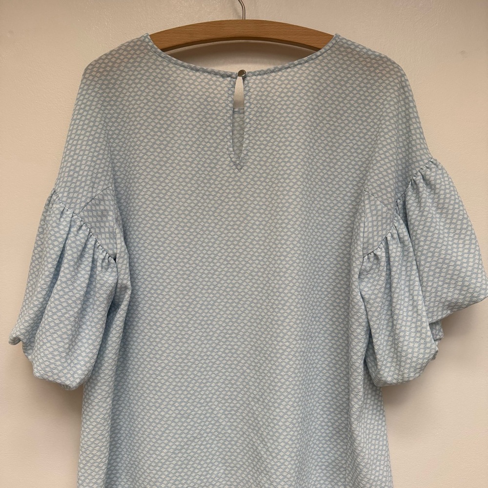 Light Blue Ruffle Sleeve Top - Picture 2 of 4